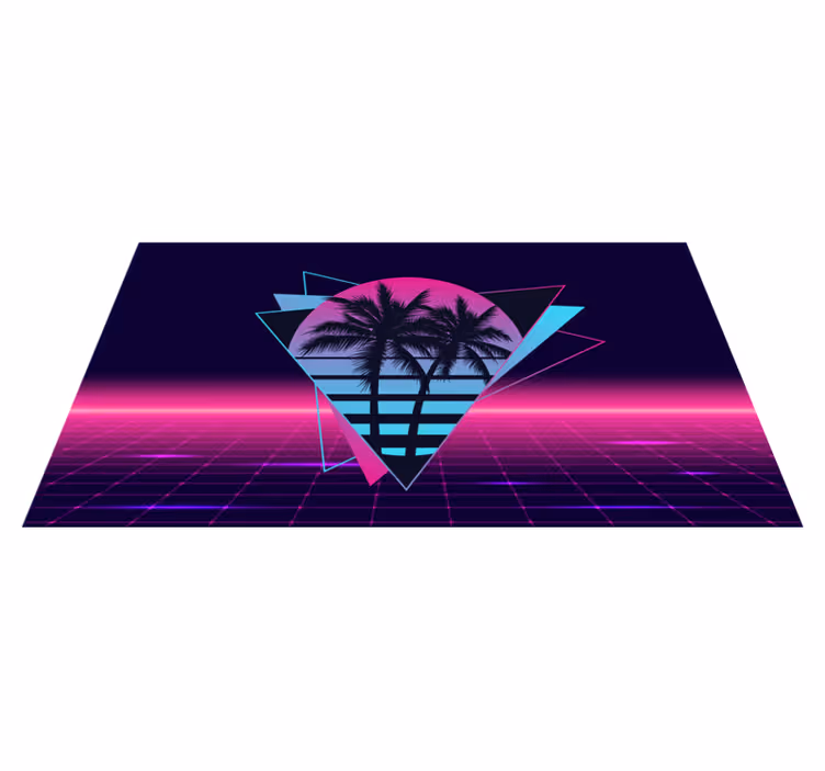 Tappeto vinile vintage palme al neon retrò - TenStickers