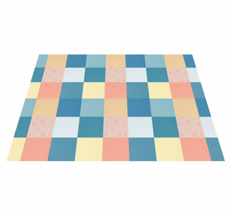 Tappeto vinile geometrico scacchiera geometrica pastello - TenStickers