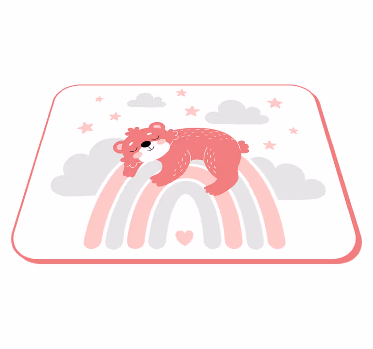 Tappeto vinile bebé orso assonnato arcobaleno - TenStickers