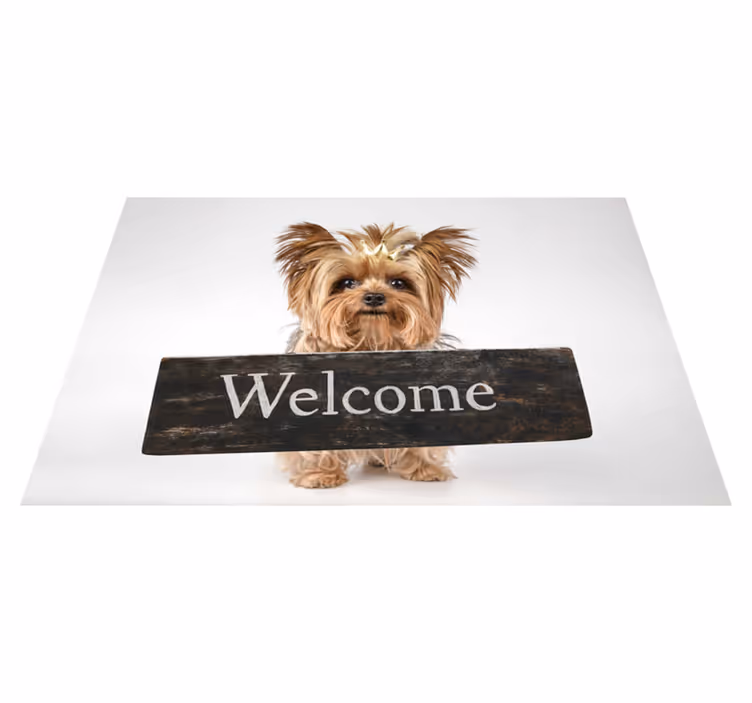 Tappeto vinile frase cartello di benvenuto peloso - TenStickers