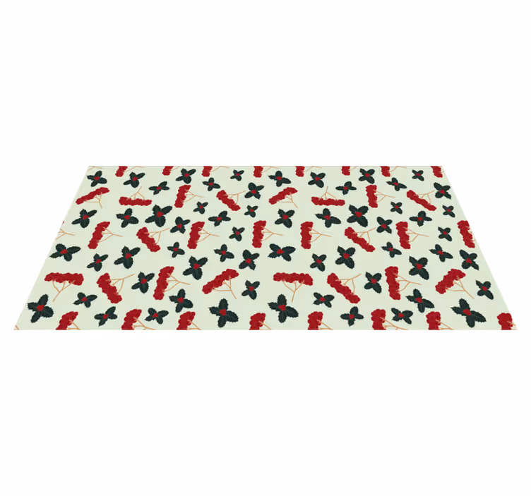 Tappeto vinile fiori motivo a foglie di bacche - TenStickers