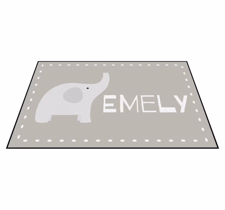 Tappeto vinile con nome elefante personalizzabile - TenStickers