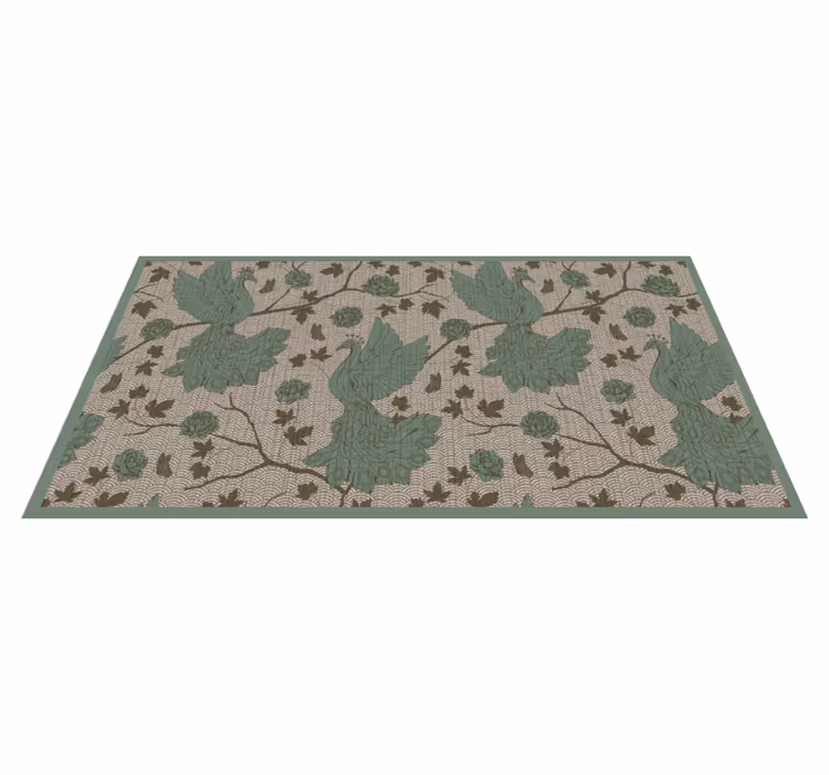 Tappeto vinile fiori motivo fauna verde - TenStickers