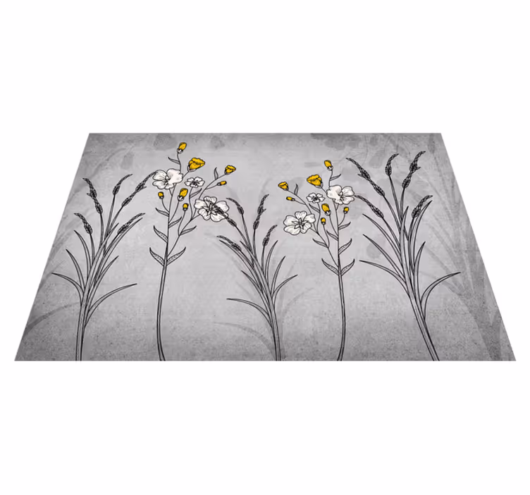 Tappeto vinile fiori dettaglio dello schizzo floreale - TenStickers
