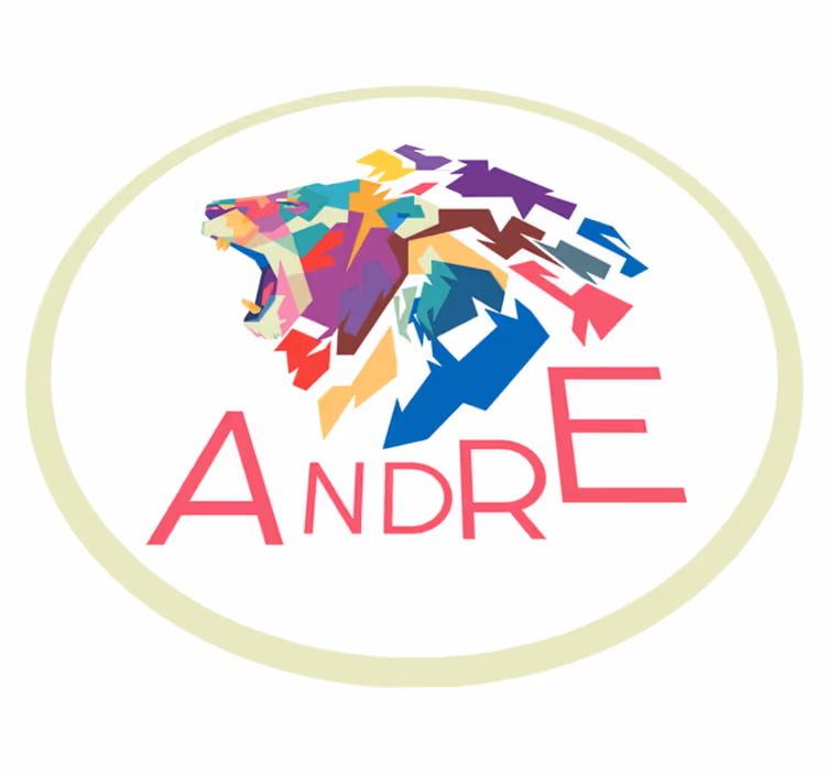 Tappeto vinile con nome personalizzazione del leone colorato - TenStickers