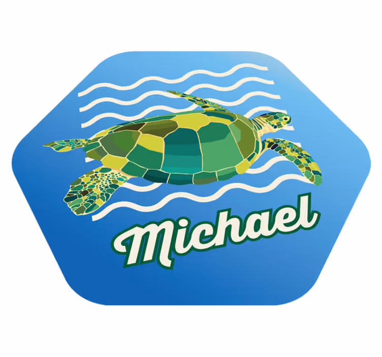 Tappeto vinile con nome tartaruga marina personalizzata - TenStickers