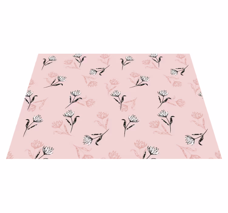 Tappeto vinile fiori sfondo rosa floreale - TenStickers
