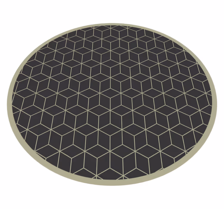 Tappeto in vinile circolare con motivi geometrici nero - TenStickers
