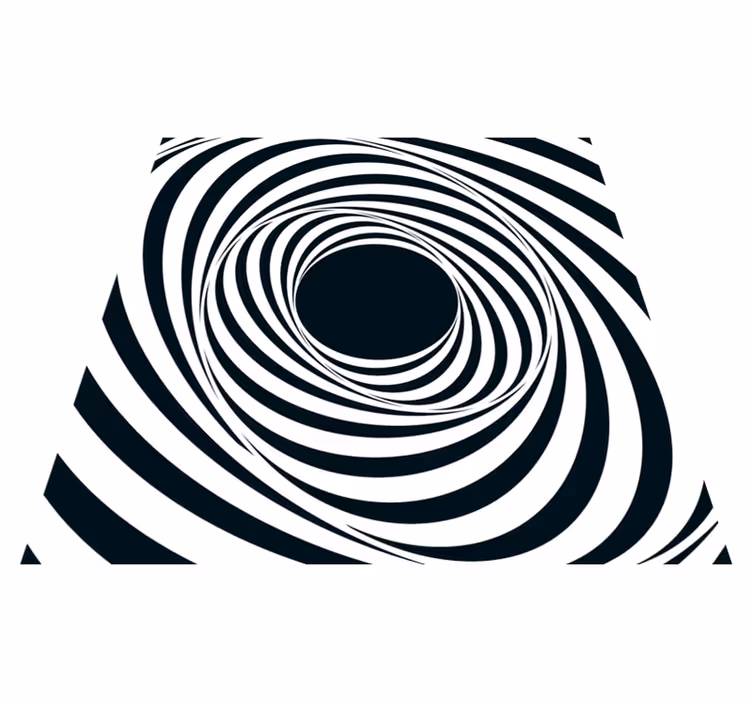 Tappeto vinile geometrico motivo vorticoso bianco nero - TenStickers