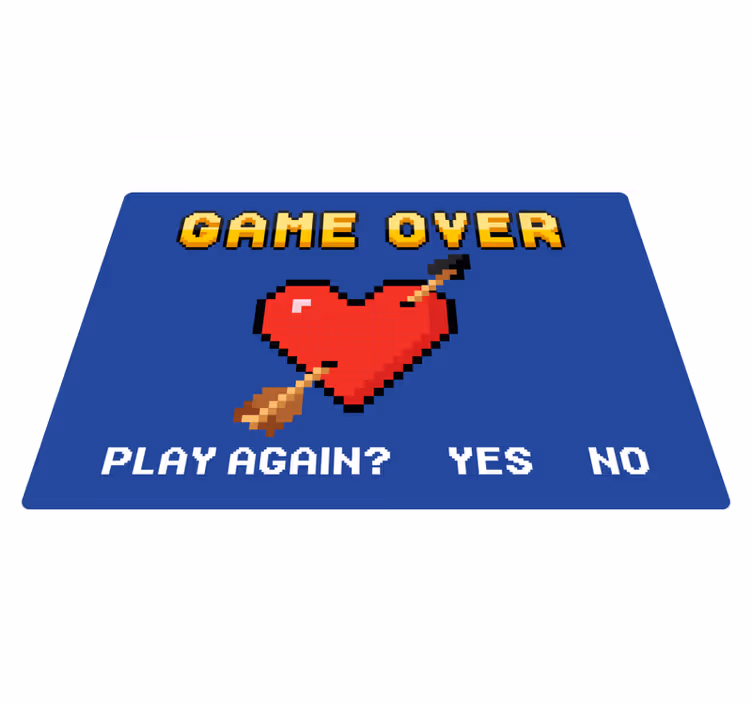 Tappeto vinile frase il gioco del cuore pixelato è finito - TenStickers