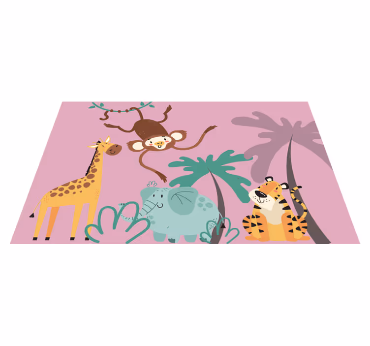 Tappeto vinile per bambini animali safari colorati - TenStickers