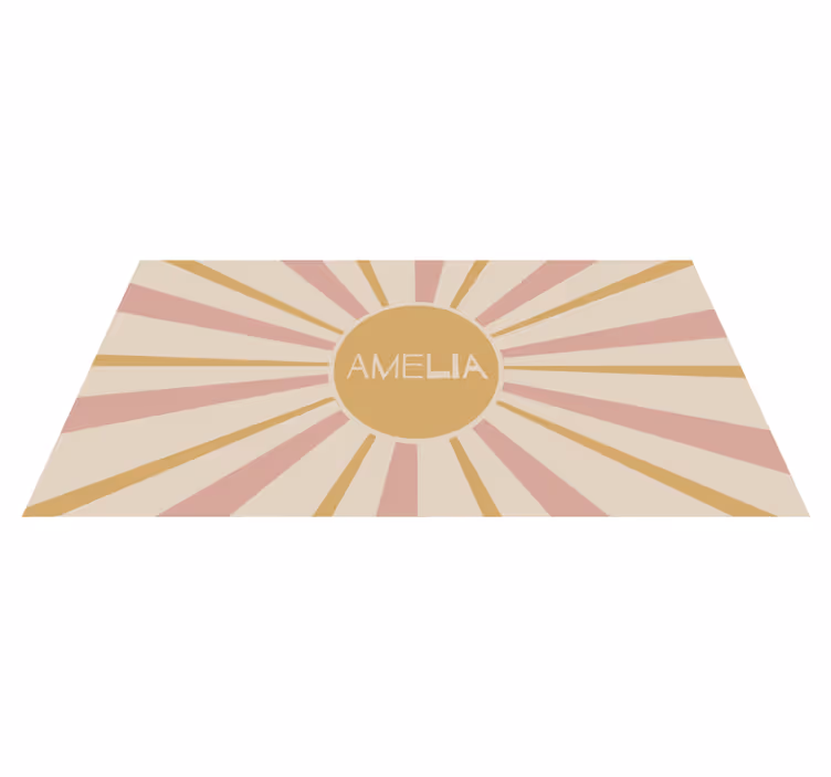 Tappeto in vinile con nome raggi del sole - TenStickers