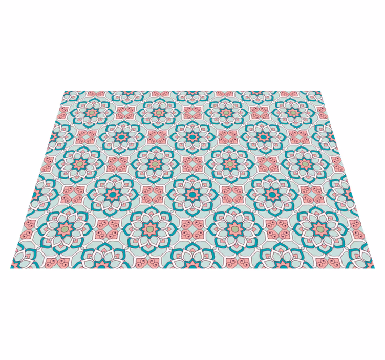Tappeto vinile fiori sovrapposizione effetto piastrelle - TenStickers
