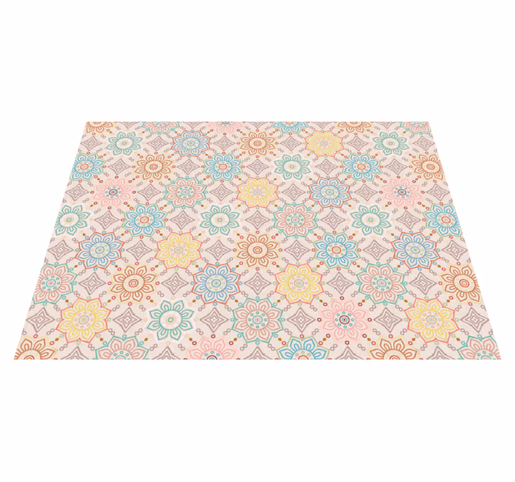 Tappeto vinile fiori motivo geometrico mandala - TenStickers