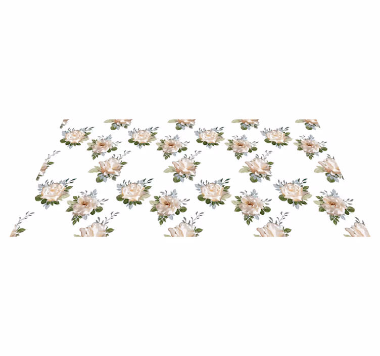 Tappeto vinile fiori eleganza floreale sotto i piedi - TenStickers