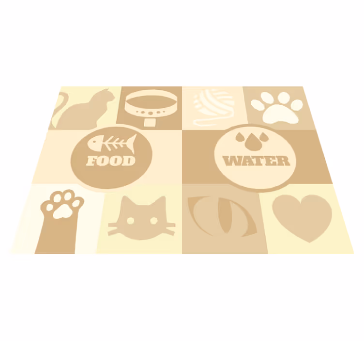 Tappeto in vinile Gatti acqua e cibo - TenStickers