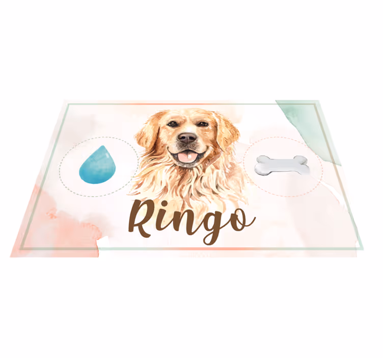 Tappeto in vinile Golden Retriever acqua e cibo - TenStickers