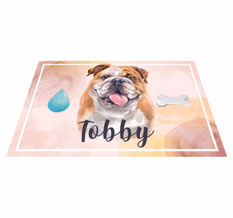 Tappeto in vinile Bull Dog acqua e cibo - TenStickers