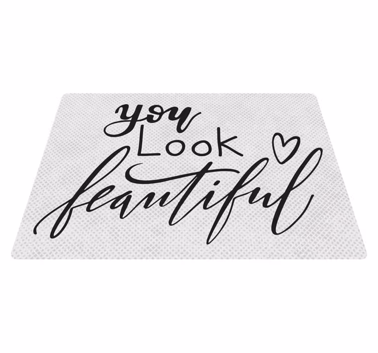 Tappeti in vinile con frasi sei bellissima - TenStickers