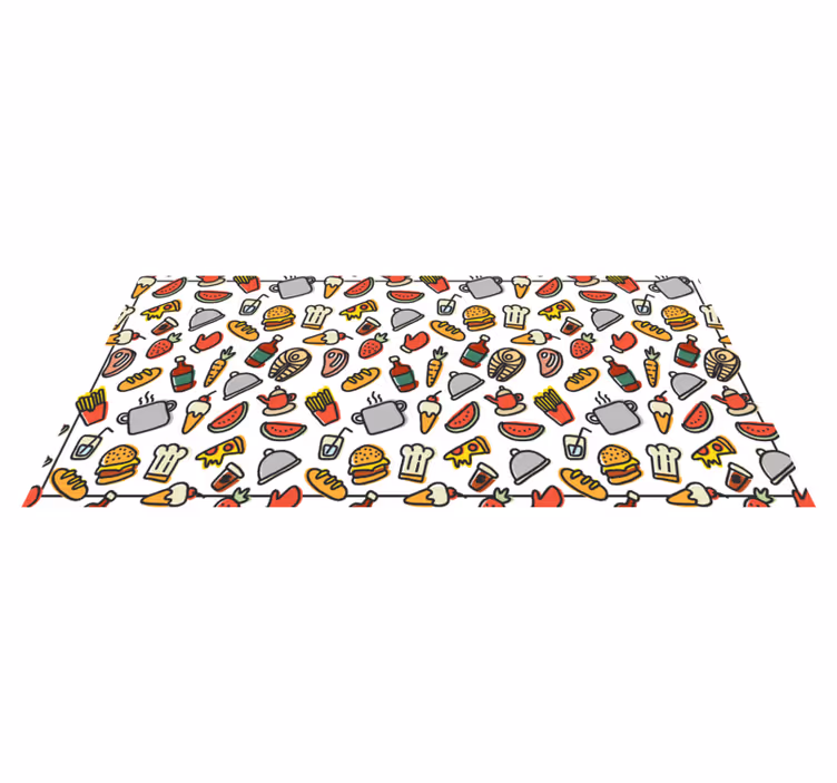 Tappeto pvc cucina con cibo e bevande - TenStickers