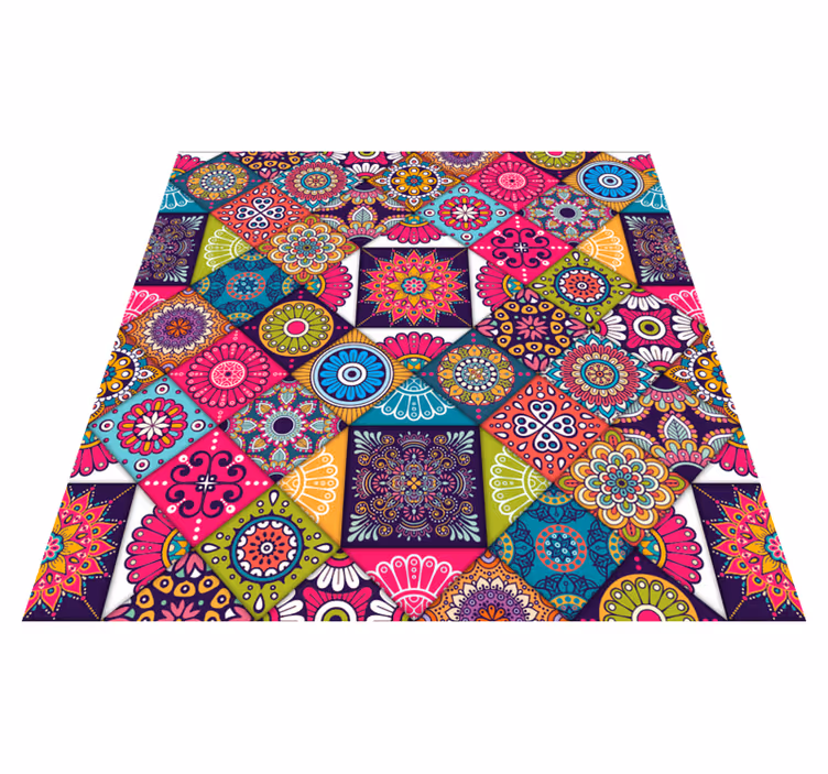 Tappeto in vinile mosaico colore mandala - TenStickers