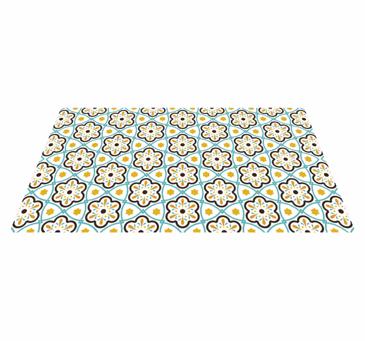 Tappeto PVC cucina piastrelle idrauliche floreale - TenStickers