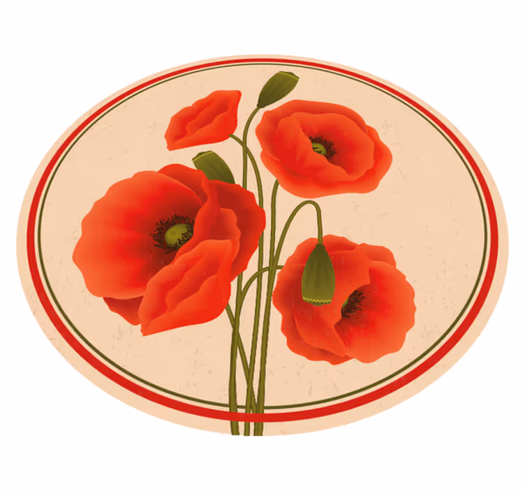 Tappeto in vinile con fiori e piante papaveri rossi - TenStickers