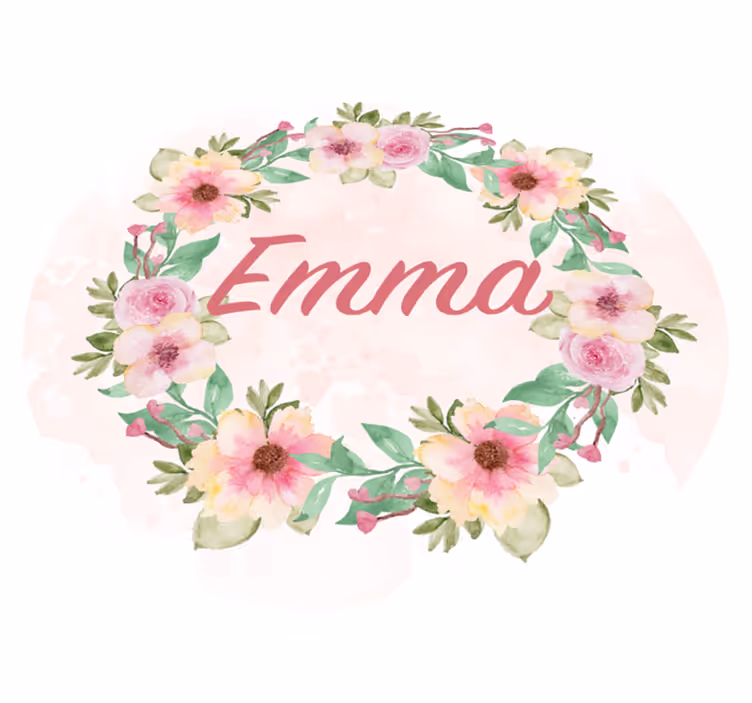 Tappeto in vinile con nome e corona di fiori - TenStickers