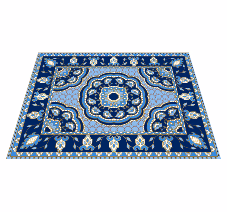 Tappeto vinile sala da pranzo design blu orientale - TenStickers