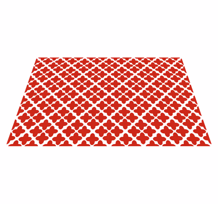 Tappeto vinile rosso motivo geometrico bianco - TenStickers