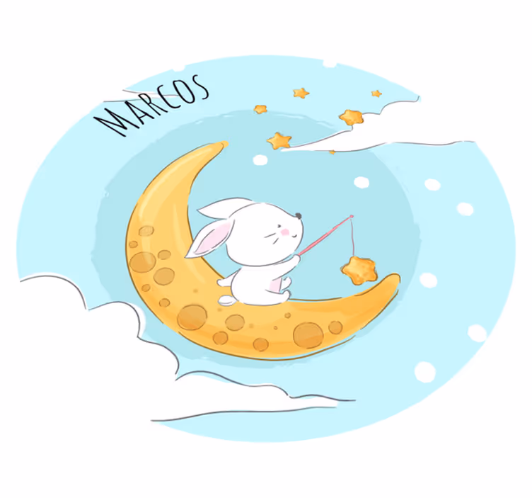 Tappeto vinile con nome pesca al chiaro di luna - TenStickers