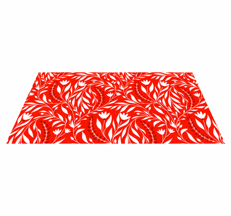 Tappeto vinile rosso disegno floreale delle foglie - TenStickers