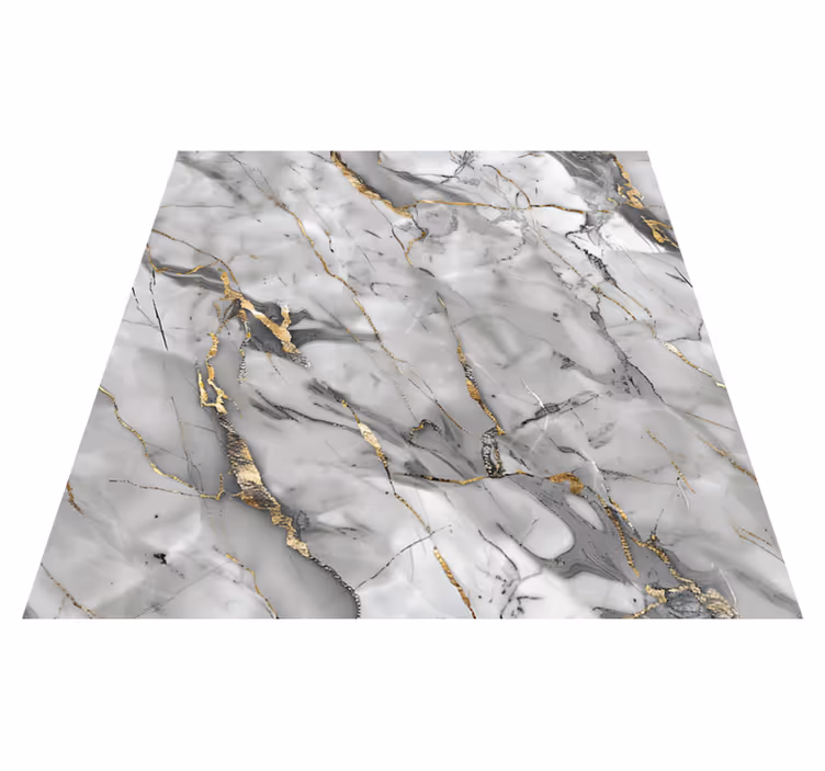 Tappeto vinile effetto marmo grigio e oro - TenStickers
