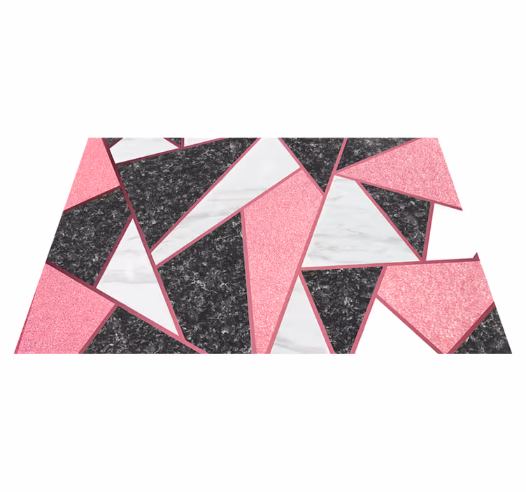Tappeto vinile effetto marmo forme geometriche rosa e grigie - TenStickers