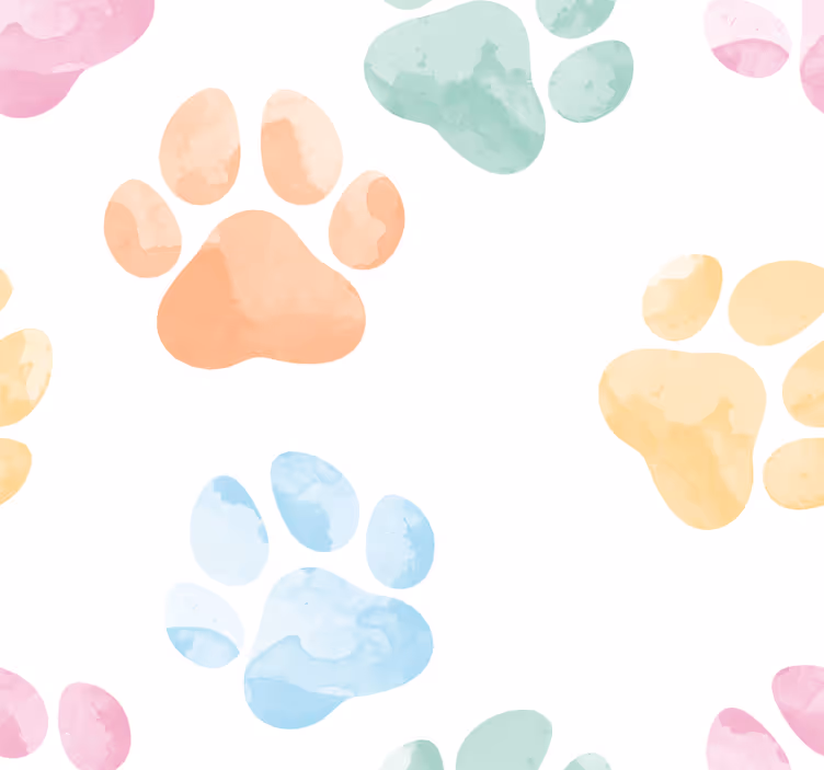 carta da parati cani impronte di zampe pastello - TenStickers