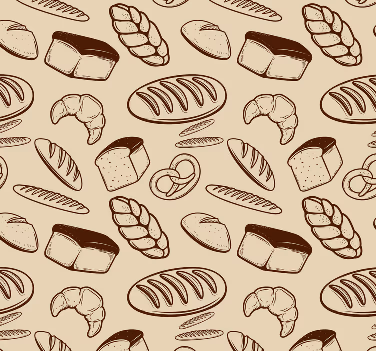carta da parati cucina modello di elementi di panetteria - TenStickers
