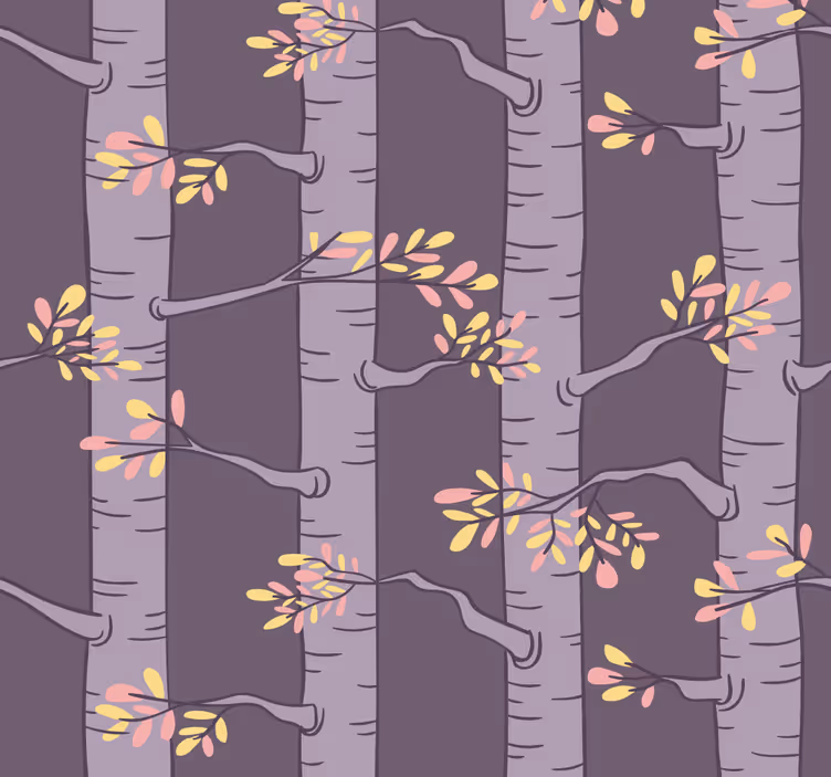 Carta da parati alberi motivo viola stilizzato - TenStickers