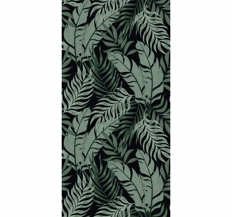 Carta da parati giungla sfondo nero tropicale frondoso - TenStickers