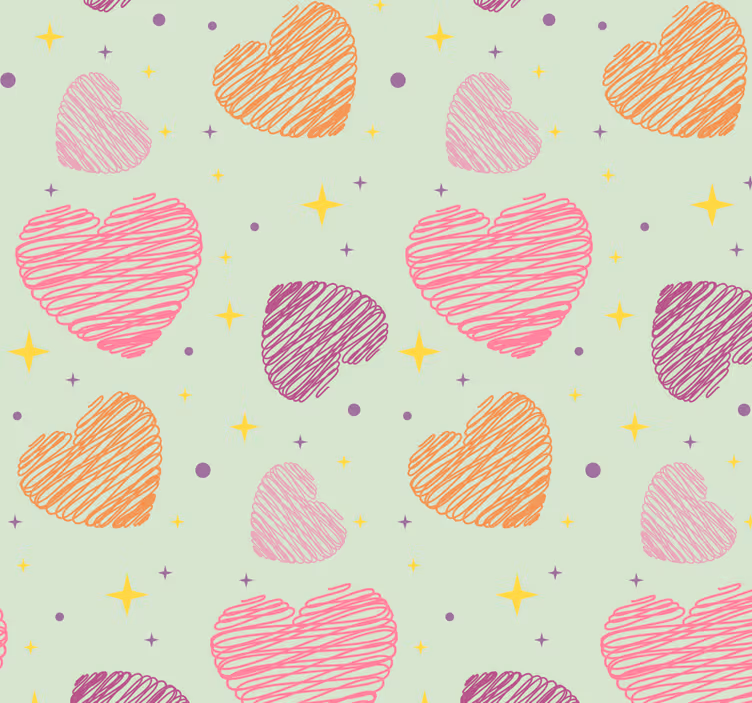 Carta da parati camera ragazzi motivo a cuore colorato - TenStickers