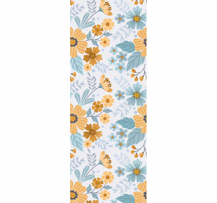 Carta da parati floreale composizione floreale farfalla - TenStickers