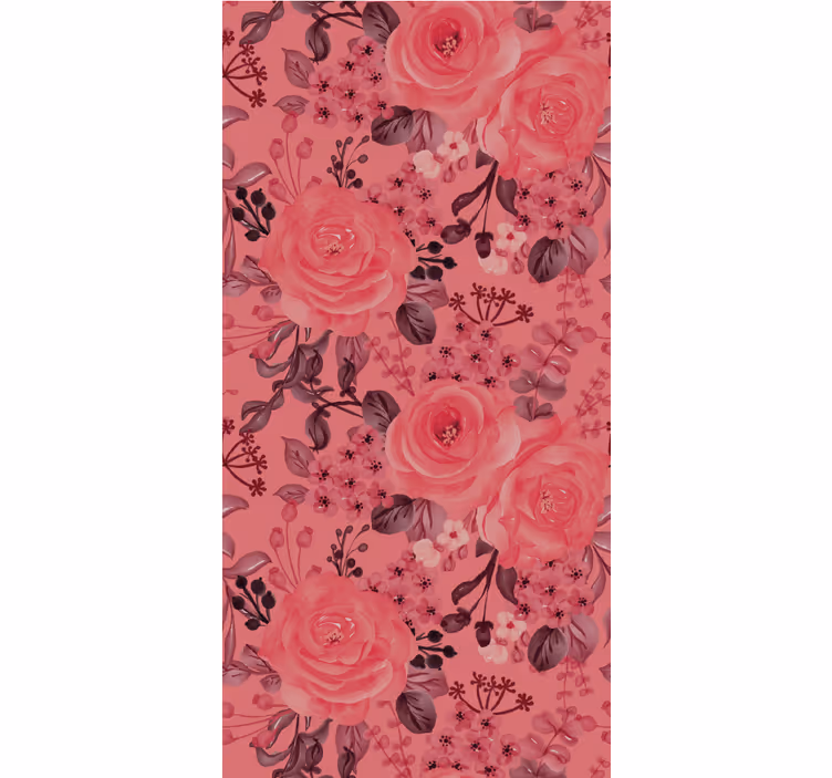 Carta da parati floreale fioritura di rose rosa - TenStickers