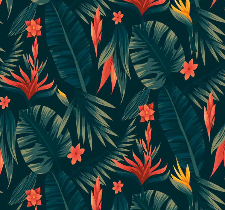 Carta da parati giungla esposizione floreale tropicale - TenStickers