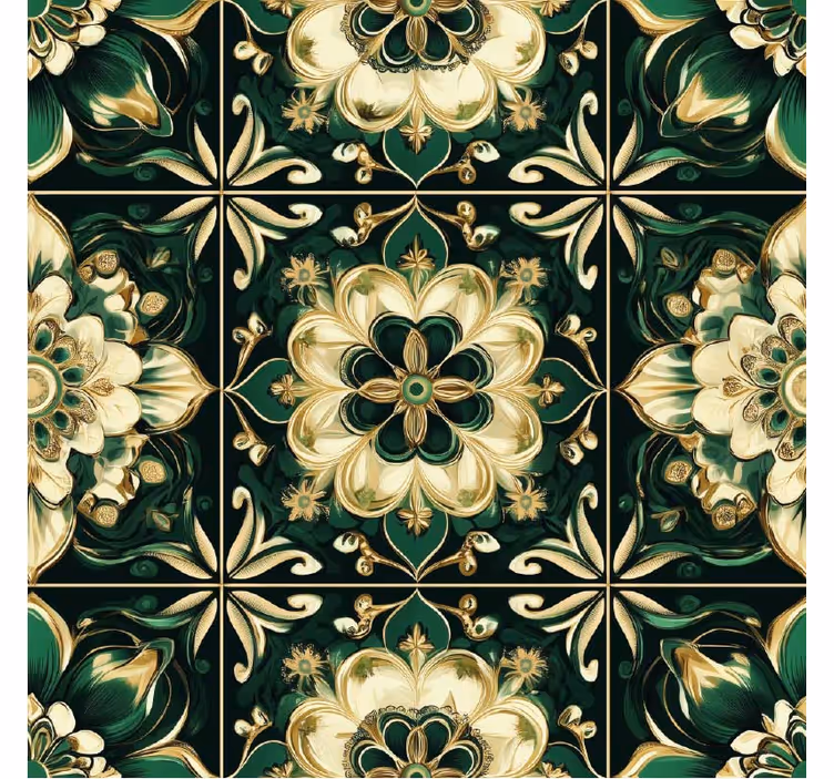 carta da parati cucina tessere di mosaico botanico - TenStickers