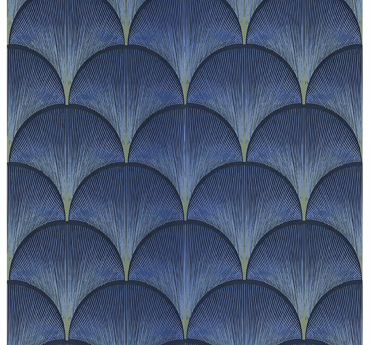 Carta da parati vintage texture ventagli blu art déco anni '20 - TenStickers