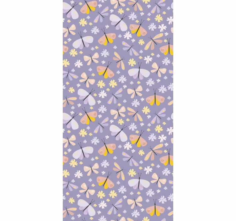 Carta da parati farfalle fiori viola eleganti - TenStickers