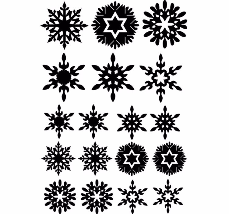 Carta da parati natalizia fiocchi di neve neri - TenStickers