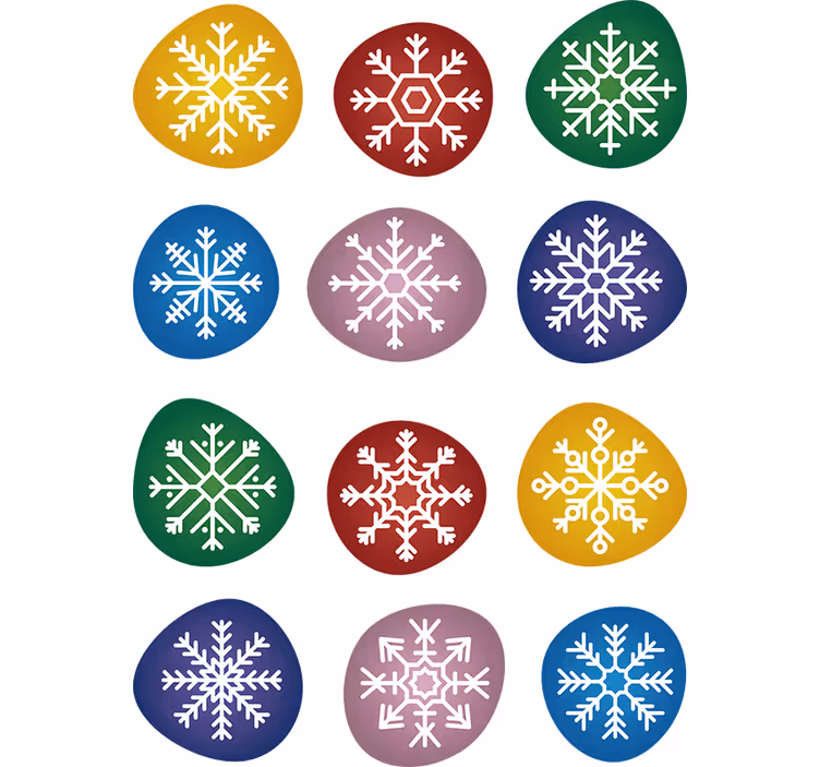 Carta da parati natalizia fiocchi di neve colorati - TenStickers