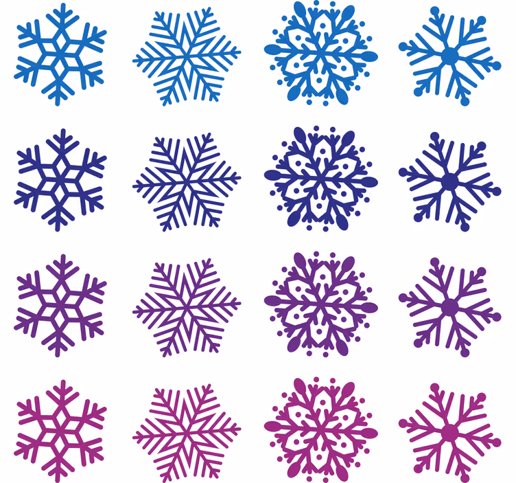 Carta da parati natalizia fiocchi di neve viola e blu - TenStickers