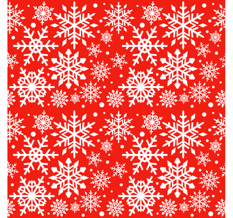 Carta da parati natalizia fiocchi di neve rossi - TenStickers