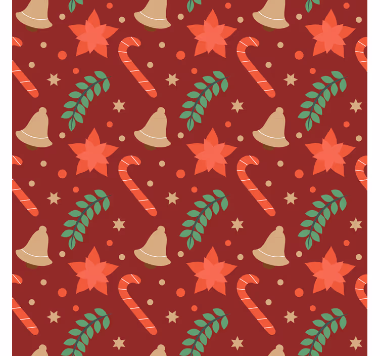 Carta da parati natalizia motivo caramelle di natale - TenStickers